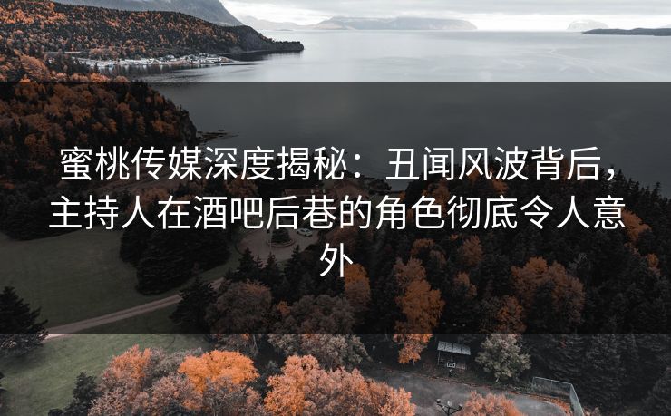 蜜桃传媒深度揭秘：丑闻风波背后，主持人在酒吧后巷的角色彻底令人意外