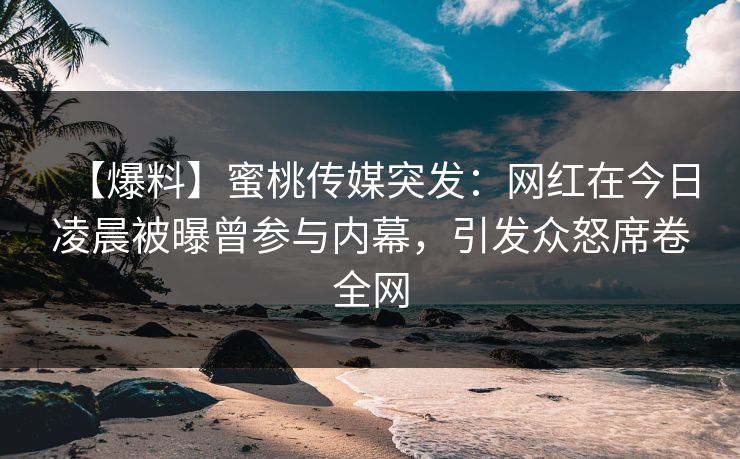 【爆料】蜜桃传媒突发：网红在今日凌晨被曝曾参与内幕，引发众怒席卷全网